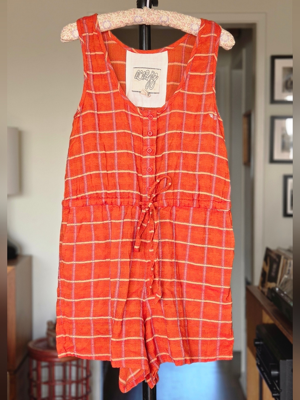 Ace & Jig Orange Plaid Romper